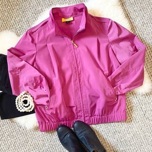 ✨ST. JOHN Hot Magenta 💕 Windbreaker Jacket Women’s Medium [M] Gold Details EUC✨